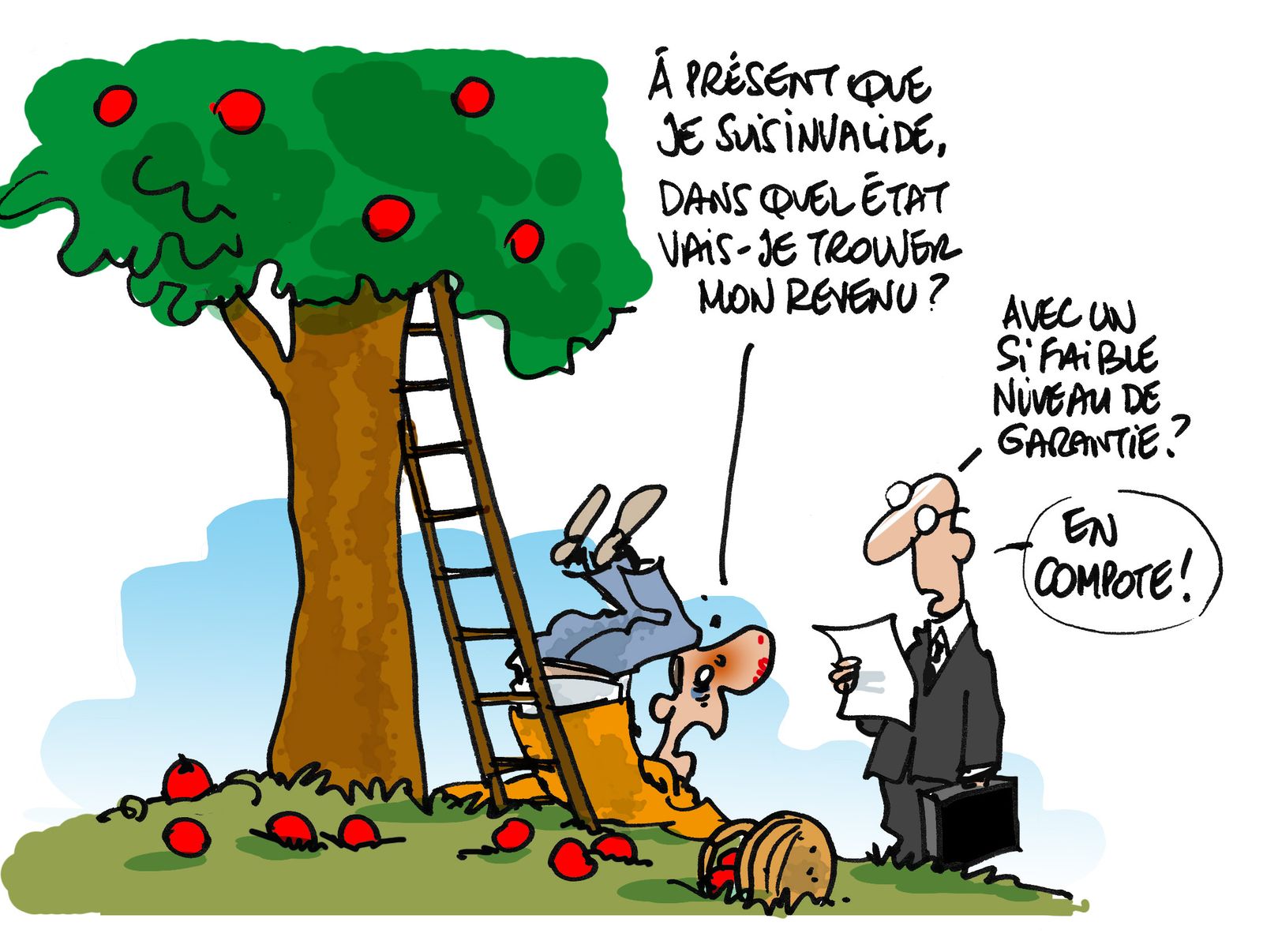 Jules est tombé du pommier… puis dans les pommes en découvrant sa rente d’invalidité