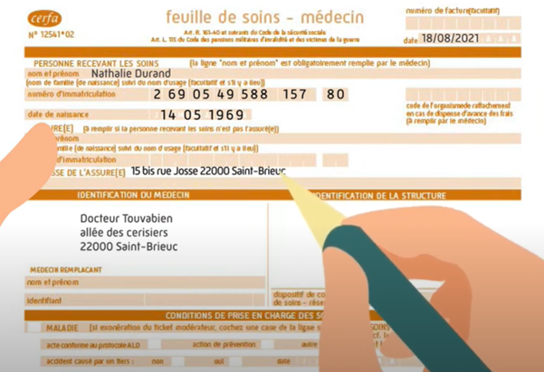 infographie comment remplir une feuille de soins quand on est l'assuré